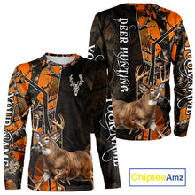 Load image into Gallery viewer, Deer Hunting Shirt 3D Orange Camo Black Custom Name With Deer Skull Whitetail, Hunting Gift NHT236
