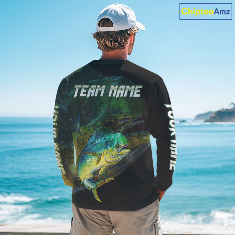 Mahi Mahi (Dorado) Fishing Customize Name Fishing Shirts Long Sleeve For Men NHT569