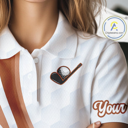 Funny Womens Golf Polo Shirt Custom Brown And White Platypus Pattern White Golf Shirts NHT576