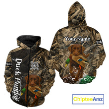 Load image into Gallery viewer, Duck Hunting with Chocolate Labrador Retriever All Over Printed Shirts, Lab Hunting Shirt NHT244