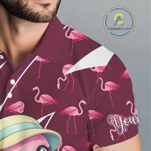 Load image into Gallery viewer, Cute Pink Flamingo Custom Pattern Funny Golf Shirts For Mens, Flamingo Golf Team Shirt NHT593