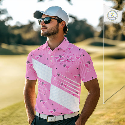 Personalized Mens Golf Polo Shirt With Flamingo Sleep– Funny Cartoon Pattern For Golfer NHT598