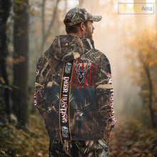 Load image into Gallery viewer, Whitetail Deer Camouflage US Flag Personalized Hunting Shirts, Hoodie Hunting Gift NHT321