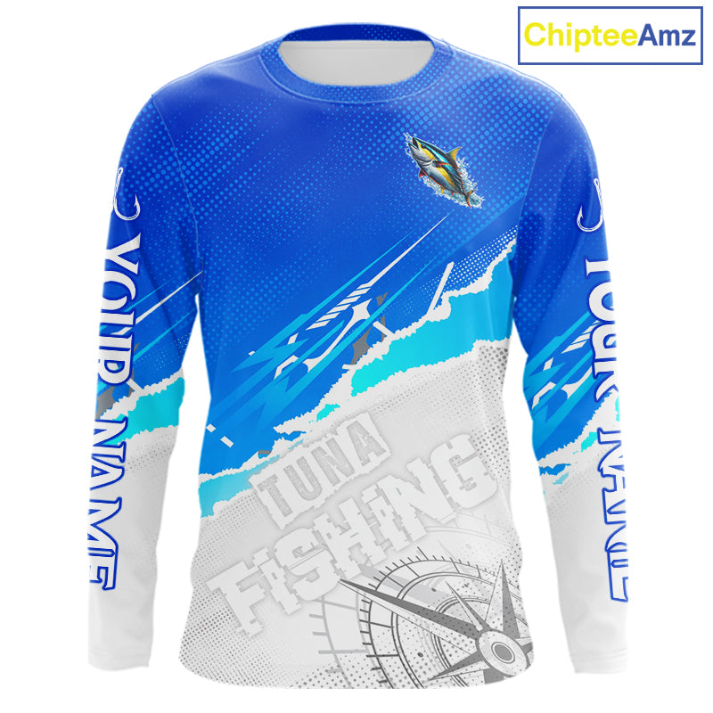 Tuna Fishing Custom Fishing Shirts Long Sleeve For Men, Tuna Saltwater Fishing Shirt NHT645