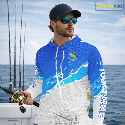 Mahi Mahi( Dorado) Fishing Custom Hooded Fishing Shirts Long Sleeve For Men, Mahi Mahi Saltwater Fishing Shirt NHT646