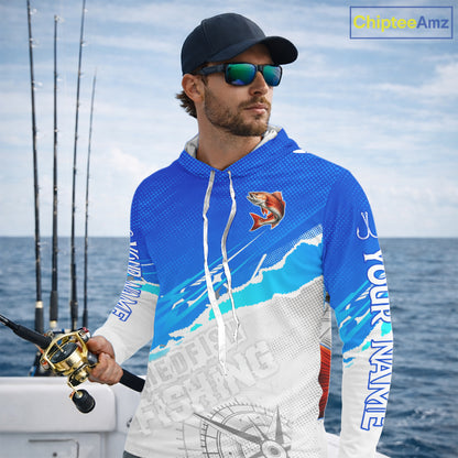 Redfish Fishing Custom Hooded Fishing Shirts Long Sleeve For Men, Redfish Saltwater Fishing Shirt NHT647