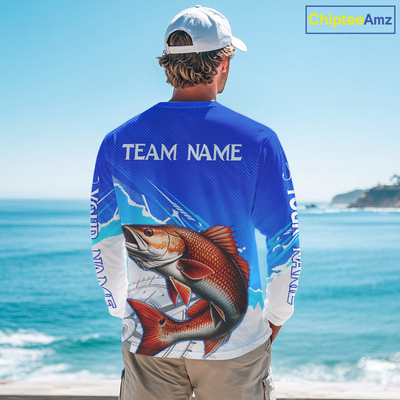 Redfish Fishing Custom Fishing Shirts Long Sleeve For Men, Redfish Saltwater Fishing Shirt NHT647