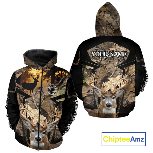 Whitetail Deer Hunting Camo Forest 3D All Over Printed Shirt, Personalized Hunting Shirt NHT277