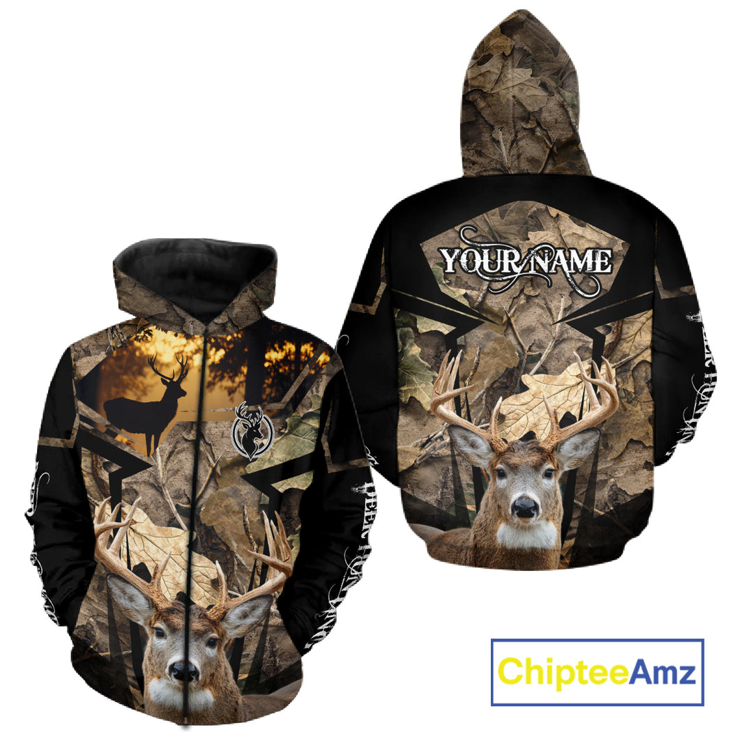 Whitetail Deer Hunting Camo Forest 3D All Over Printed Shirt, Personalized Hunting Shirt NHT277
