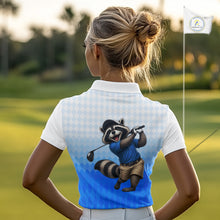 Load image into Gallery viewer, Funny Raccoon Golf Polo Shirt Personalized Name Custom Golf Shirt Golfer Gift For Womens NBT887