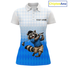 Load image into Gallery viewer, Funny Raccoon Golf Polo Shirt Personalized Name Custom Golf Shirt Golfer Gift For Womens NBT887