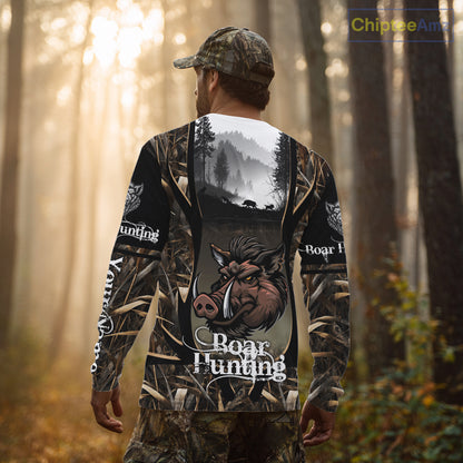 Personalized Wild Boar Hunting Camo 3D Print Custom Name Shirts, Hunting Gifts NBT195