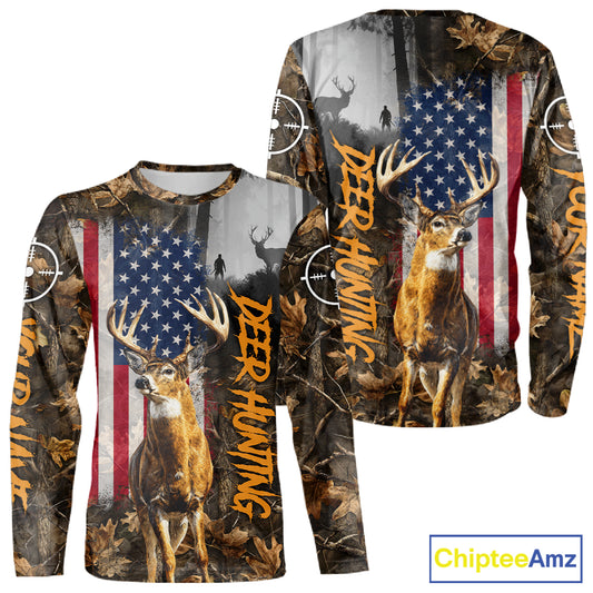 Orange Deer Hunting Camouflage Personalized Hunting Shirt, Hoodie Hunting Shirt For Men NBT308