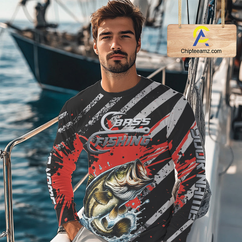 Custom Largemouth Bass Long Sleeve Tournament Fishing Shirts, Largemouth Fishing Jerseys NBT712