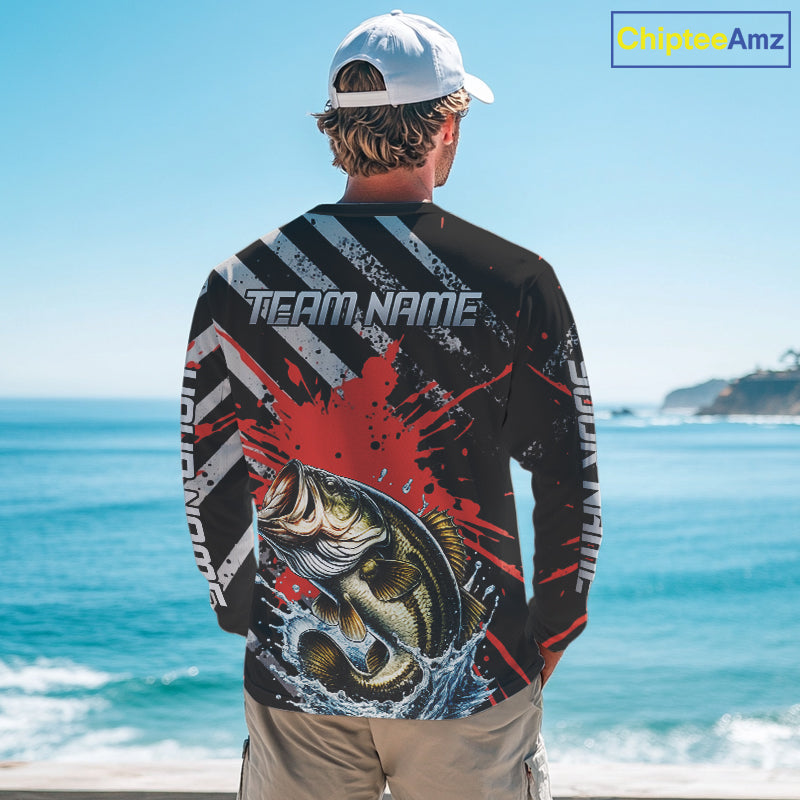 Custom Largemouth Bass Long Sleeve Tournament Fishing Shirts, Largemouth Fishing Jerseys NBT712