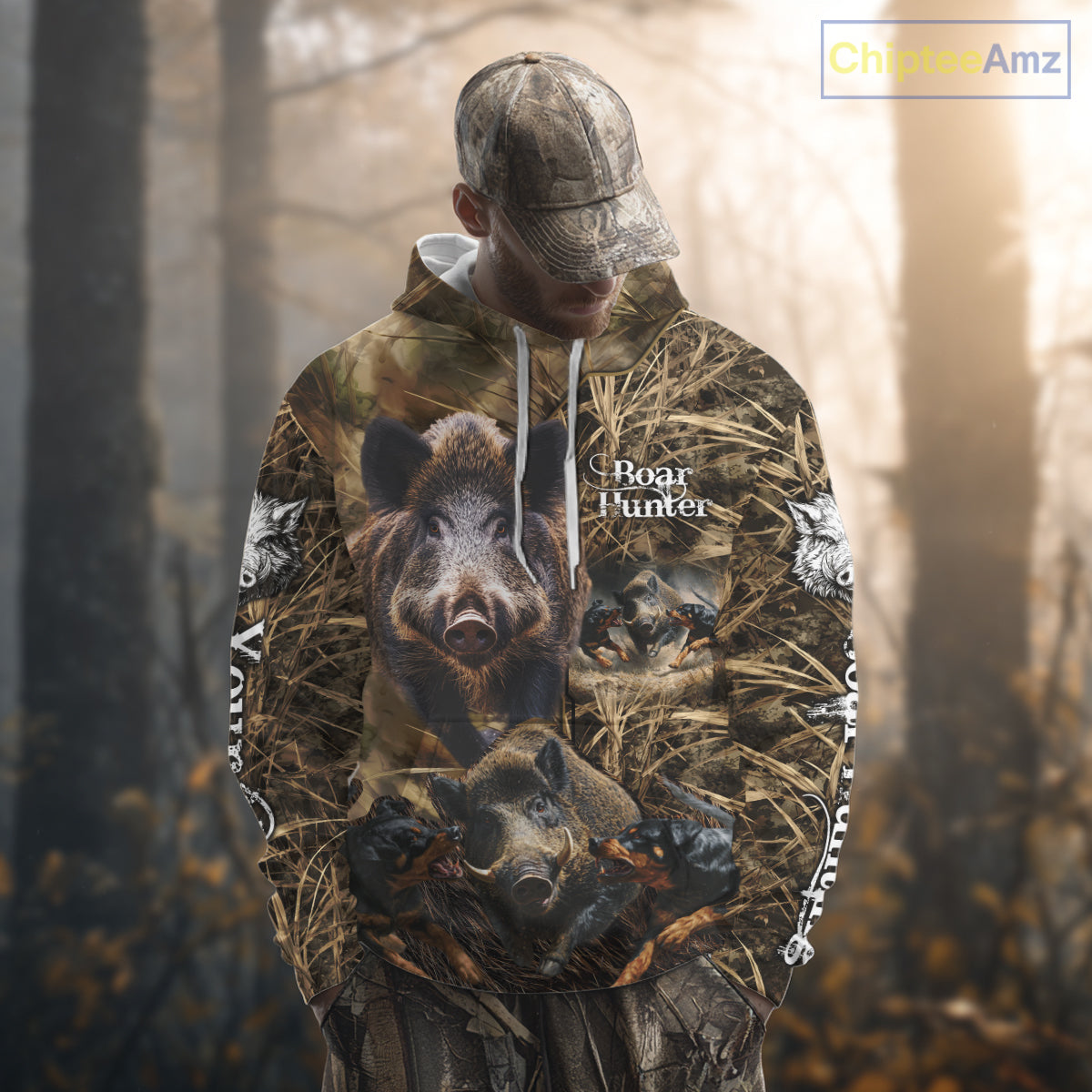 Wild Boar Hunting Camo Custom Name Shirts, Personalized Boar Hunting Clothes, Hunting Gifts NBT108