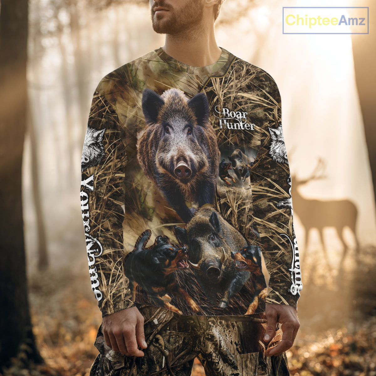 Wild Boar Hunting Camo Custom Name Shirts, Personalized Boar Hunting Clothes, Hunting Gifts NBT108