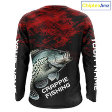 Load image into Gallery viewer, Personalized Crappie Fishing Shirts Red Camo Custom Name, Crappie Fishing Shirts NBT465
