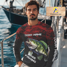 Load image into Gallery viewer, Personalized Largemouth Bass Hooded Fishing Shirts Red Camo Custom Name, Bass Fishing Shirts NBT466