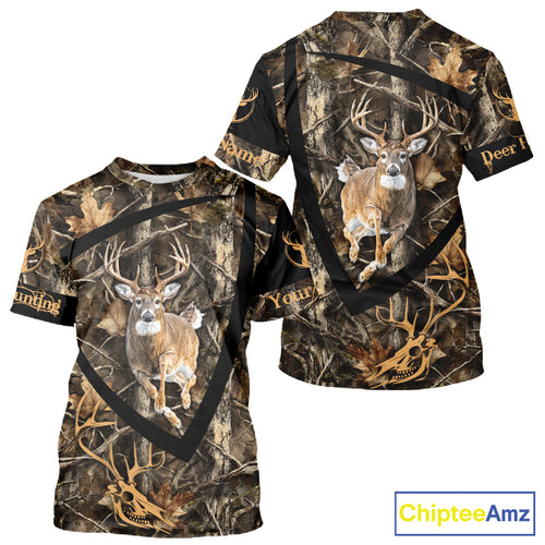 Personalized Whitetail Deer Hunting Brown Camouflage 3D All Over Printed Shirt NBT277