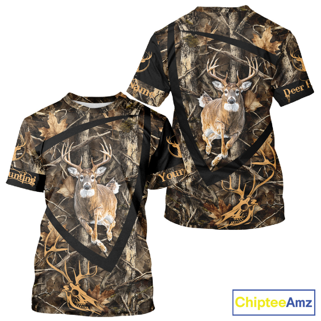 Personalized Whitetail Deer Hunting Brown Camouflage 3D All Over Printed Shirt NBT277