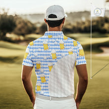 Load image into Gallery viewer, Mens Golf Polo Shirts Custom Beer Argyle Pattern, Funny Beer Pattern Golf Team Shirt NBT597