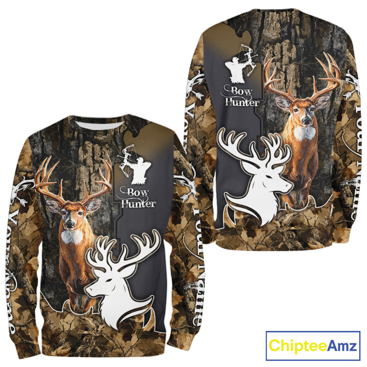 Personalized Deer Hunting 3D All Over Printed Hoodie Brown Leaves Camo, Hunting accessories NBT318