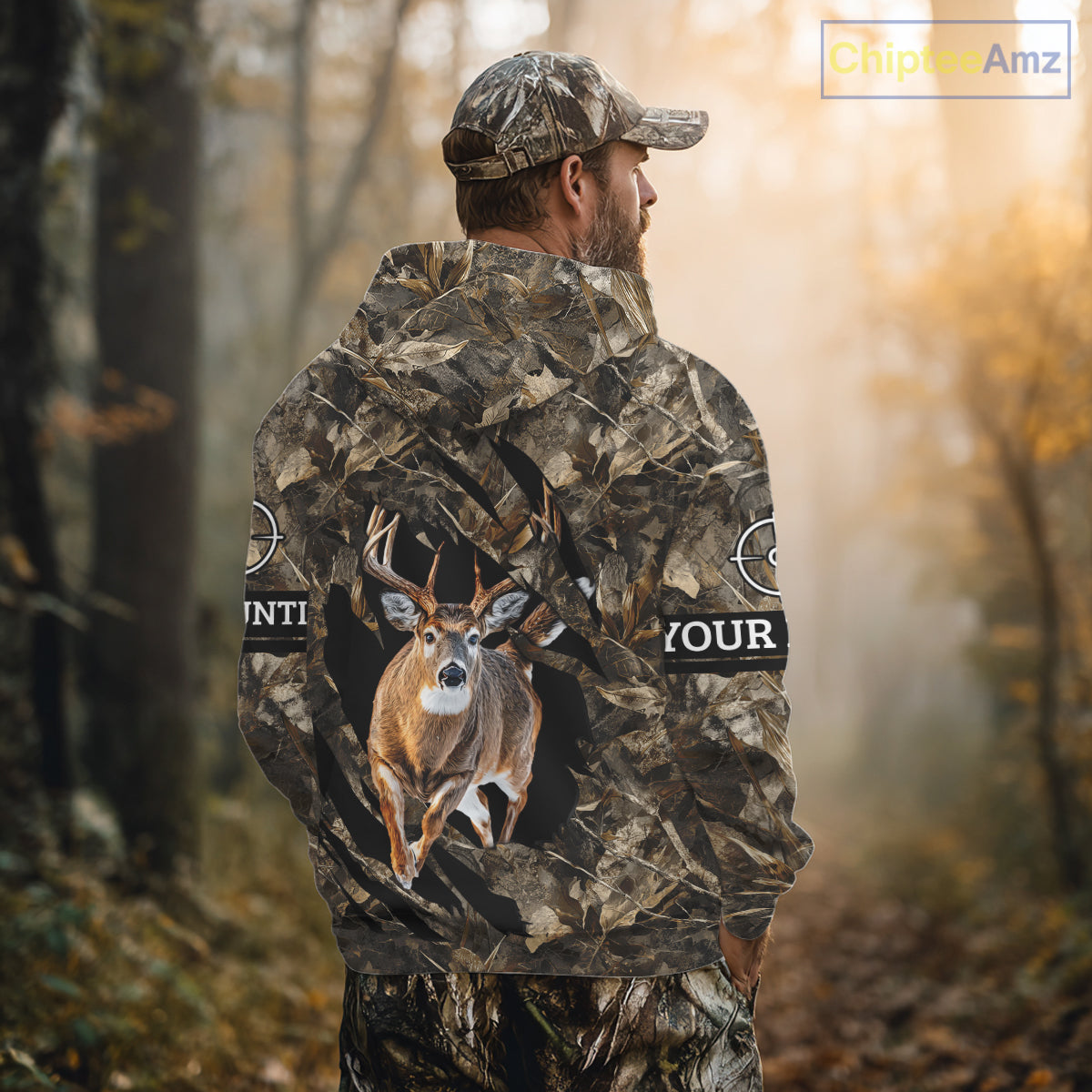 Personalized Whitetail Deer Hunting Custom Name Camo Shirt, Hunting Hoodie Sweatshirt for Men NBT320