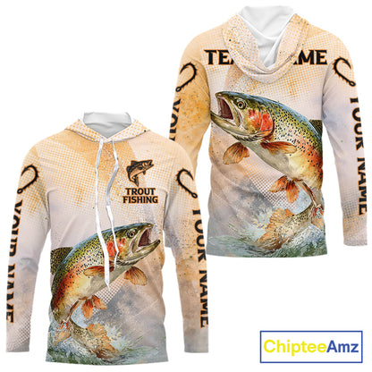 Rainbow Trout Fishing Jerseys For Fishing Team, Trout Fishing Shirt Long Sleeve Hooded NBT412