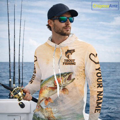 Rainbow Trout Fishing Jerseys For Fishing Team, Trout Fishing Shirt Long Sleeve Hooded NBT412