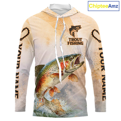 Rainbow Trout Fishing Jerseys For Fishing Team, Trout Fishing Shirt Long Sleeve Hooded NBT412