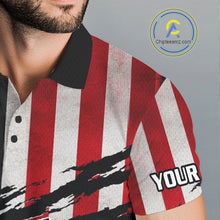 Load image into Gallery viewer, Close-up fabric of American Flag Patriotic Golf Polo Shirt