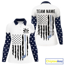 Load image into Gallery viewer, USA Flag Pattern Womens Golf Polo Shirt, Patriotic American Golf Shirt, 4Th Of July Golf Outfit NBT613