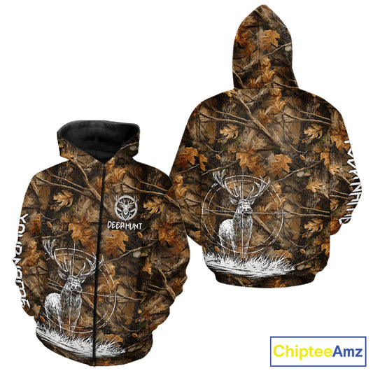 Deer Hunting Full Forest Camo 3D Printing Custom Name Shirts, Deer Hunting Clothes NBT126