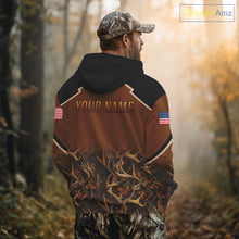 Load image into Gallery viewer, Brown Camo Deer Hunting Shirts with American Flag for Men, Hunting Gift Ideas for Hunters NBT223