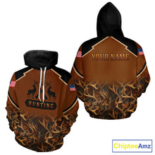 Load image into Gallery viewer, Brown Camo Deer Hunting Shirts with American Flag for Men, Hunting Gift Ideas for Hunters NBT223
