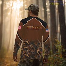 Load image into Gallery viewer, Brown Camo Deer Hunting Shirts with American Flag for Men, Hunting Gift Ideas for Hunters NBT223