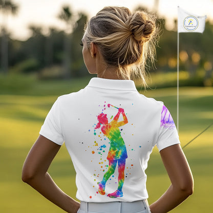 Custom Rainbow Color Golf Lover Women's Polo Shirt, It's in my DNA Shirt, Golf Gifts NBT483