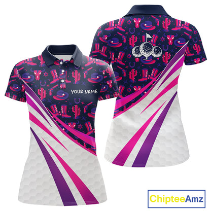 Womens Funny Cowgirl Golf Polo Shirts Golf Outfits, Personalized Golf Gifts NBT484