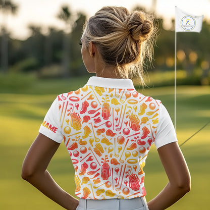 Funny Watermelon Banana Womens Golf Polo Shirts Custom Name Neon Print, Golf Shirt For Women NBT501