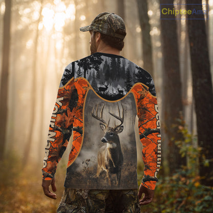 Custom 3D Deer Hunting Orange Camouflage Shirts for Men, Best Hunting Gifts for Hunters NBT231