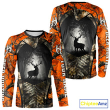 Load image into Gallery viewer, Personalized Orange Camo Whitetail Deer Hunting Shirt With 3D Print For Deer Hunters NBT287
