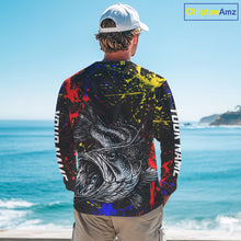 Load image into Gallery viewer, Colorful Paint Tattoo Bass Fishing Shirts Long Sleeve With Hood, Bass Fishing Jerseys NBT431