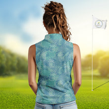 Load image into Gallery viewer, Funny Pineapple Tropical Palm Tree Womens Sleeveless Golf Polo Shirts Custom Golf Shirts For Women NBT511