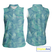 Load image into Gallery viewer, Funny Pineapple Tropical Palm Tree Womens Sleeveless Golf Polo Shirts Custom Golf Shirts For Women NBT511