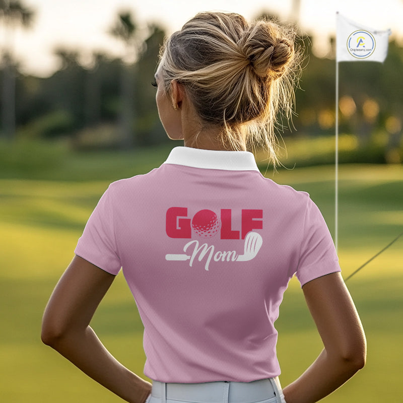 Pink Flamingo Womens Golf Polos Shirts Custom Tropical Floral Golf Gifts For Mom, Mother's Day Gifts NBT645