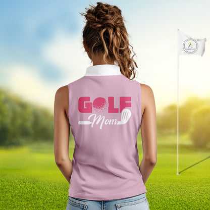 Pink Flamingo Womens Sleeveless Golf Polos Shirts Custom Tropical Floral Golf Gifts For Mom, Mother's Day Gifts NBT645