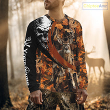 Load image into Gallery viewer, Deer Hunting Orange Camouflage Skull 3D Custom Name Shirts, Camouflage Deer Hunting Gifts NBT238