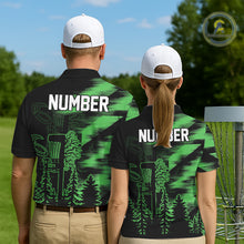 Load image into Gallery viewer, Mens Disc Golf Polo Shirt Custom Name Green Disc Golf Basket, Personalized Disc Golf Shirts NBT647