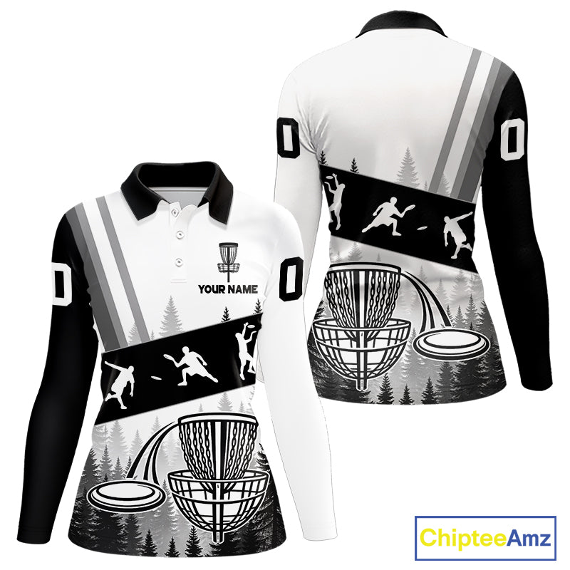 Womens Disc Golf Polo Shirts Black Camo Custom Name Disc Golf Team Shirts, Disc Golf Gifts NBT652
